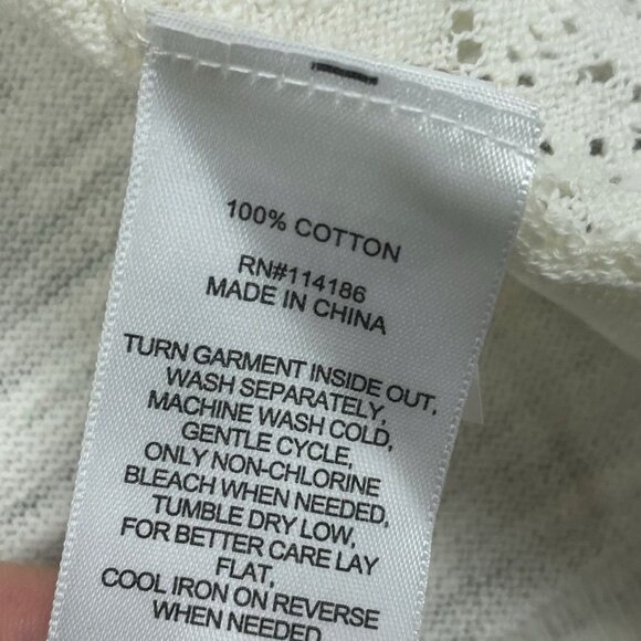 Frye Womens Ivory Cotton Button-Up Cardigan Sweater M Scallop Trim d0224 - Picture 4 of 8